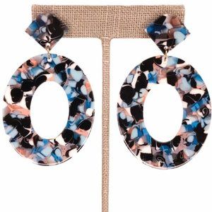 Multi Colored Open Hoop Round Acrylic Earrings